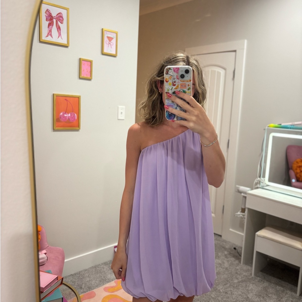 Blue Blush Lilac One-Shoulder Kids Dress